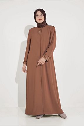 مانتو بلند حجاب قهوه ای زنانه TRENDTESETTÜR - کد 316561031