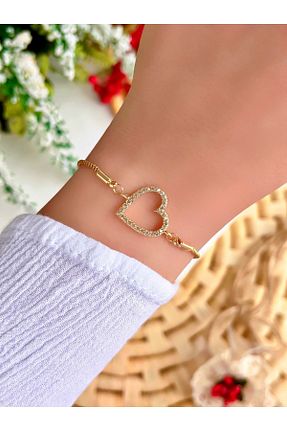دستبند جواهر طلائی زنانه برنجی KBC STORE - کد 736991647