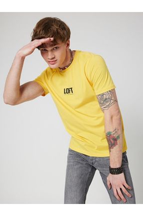 تی شرت زرد مردانه رگولار یقه گرد تکی کد 669949688