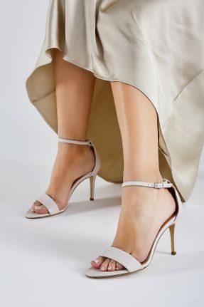 کفش پاشنه بلند کلاسیک سفید زنانه چرم طبیعی پاشنه نازک پاشنه متوسط ( 5 - 9 cm ) کد 740895569
