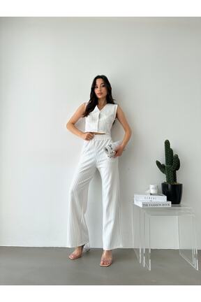 ست بالاتنه و پائین تنه سفید زنانه بافتنی VivaJoy - کد 740952086
