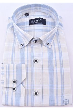 پیراهن آبی مردانه رگولار Twin - کد 741179275