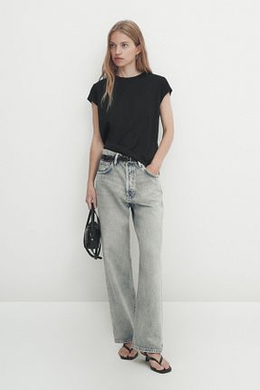 تیشرت مشکی زنانه یقه دوچرخه Massimo Dutti - کد 740038478