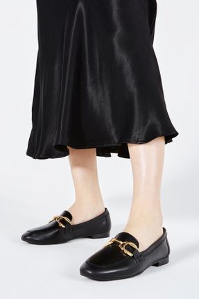 کفش لوفر مشکی زنانه چرم طبیعی پاشنه کوتاه ( 4 - 1 cm ) کد 741413618