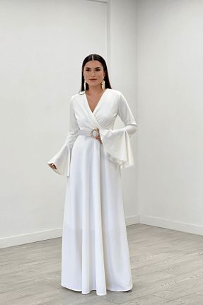 لباس مجلسی و فارغ التحصیلی سفید زنانه پلی استر giyimmasalı - کد 741424050