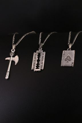گردنبند جواهر مردانه روکش نقره Dukkanka - کد 236447227