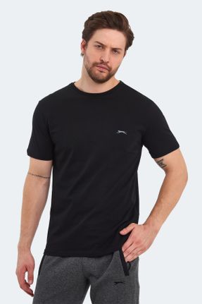 تی شرت مشکی مردانه رگولار یقه گرد تکی کد 741691313