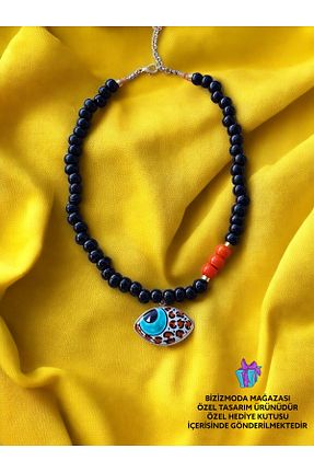 گردنبند جواهر مشکی زنانه شیشه bizizmoda - کد 741559860