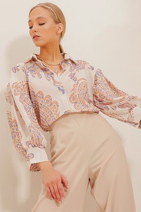 پیراهن بژ زنانه رگولار Trend Alaçatı Stili - کد 742076633
