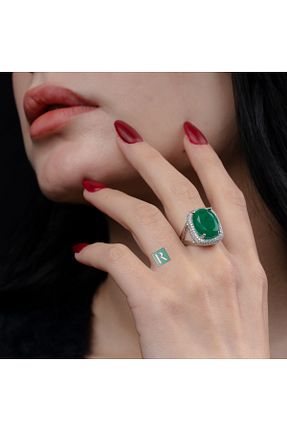 انگشتر نقره سبز زنانه کریستال RevSilver - کد 742671861