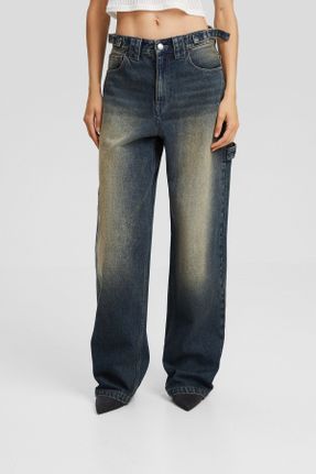 شلوار جین آبی زنانه پاچه رگولار پنبه (نخی) استاندارد کد 742778415