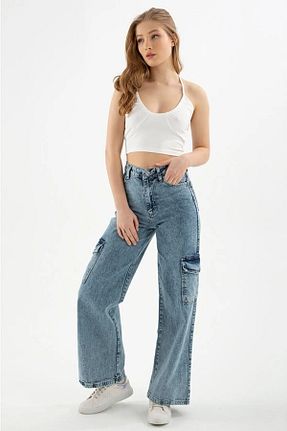 شلوار جین آبی زنانه پاچه گشاد Trn JNS - کد 650047322