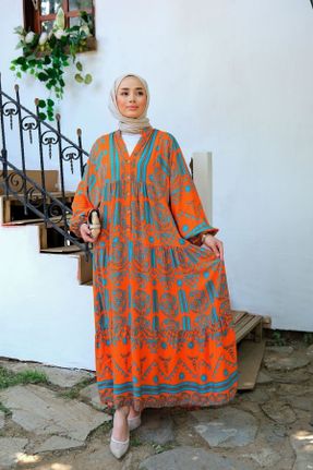 لباس نارنجی رگولار بافتنی ویسکون کد 743160982