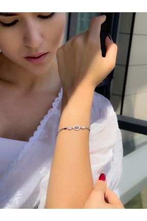 دستبند نقره صورتی زنانه 925 عیار Moderna Silver - کد 323462644