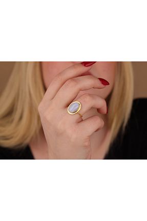انگشتر نقره طلائی زنانه عقیق Akgül Silver - کد 743395147