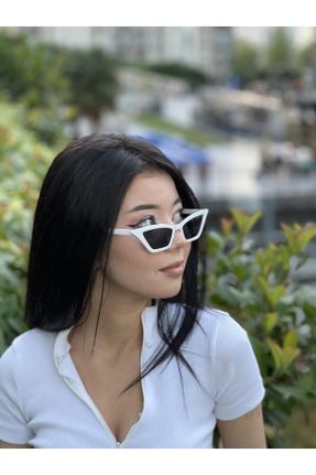 عینک آفتابی سفید زنانه 40 و پائین تر UV400 پلاستیک گرد کد 742231794