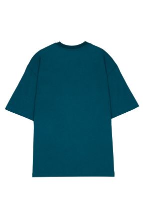 تی شرت آبی زنانه اورسایز یقه گرد کد 742474552