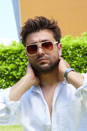 عینک آفتابی بژ مردانه UV400 By Harmony - کد 217365338