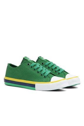 کفش اسنیکر سبز زنانه بند دار پارچه نساجی کد 742787805