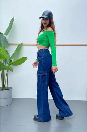 شلوار جین آبی زنانه پاچه پهن DRC trend - کد 709664983