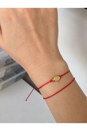 دستبند جواهر قرمز زنانه روکش طلا کد 203817430