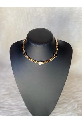 گردنبند استیل ( فولاد ) طلائی زنانه زنجیر ABAR - کد 743086064