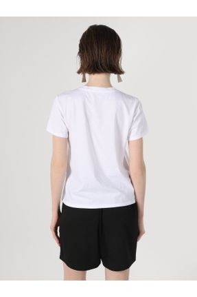 تی شرت سفید زنانه رگولار یقه گرد کد 743264204