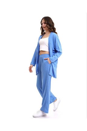 ست بالاتنه و پائین تنه آبی زنانه بافتنی YSN - کد 742125763