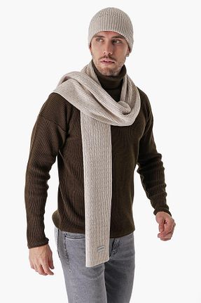 ست شال گردن و کلاه پشمی بژ مردانه اکریلیک CHUBA - کد 369349496