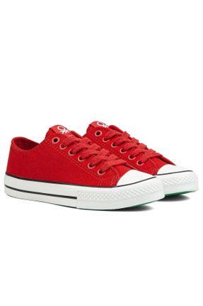 کفش اسنیکر قرمز زنانه بند دار پارچه نساجی کد 742791785