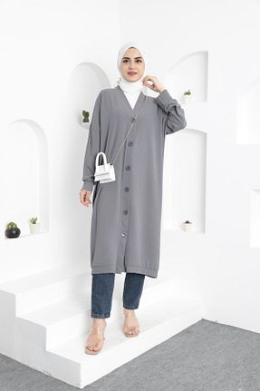 کلاه و ابایا طوسی زنانه بافتنی By Hacer Ayaydın Fashion - کد 742890416