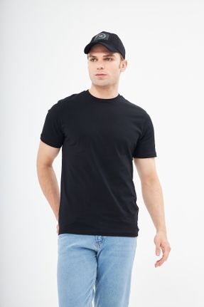 تی شرت مشکی مردانه رگولار پنبه - پلی استر کد 742788729