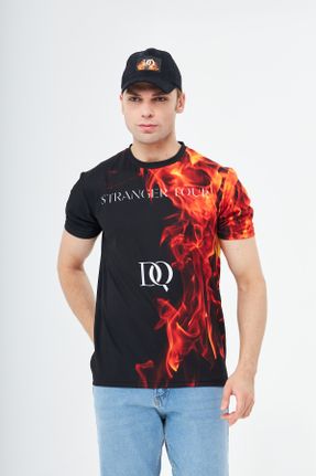 تی شرت مشکی مردانه یقه خدمه پلی استر رگولار کد 742942367