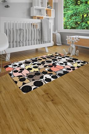 فرش بچه گانه قهوه ای پنبه ای Novus Home - کد 743142389