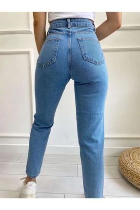 شلوار جین آبی زنانه پاچه تنگ فاق بلند جین ساده جوان بلند کد 743373728