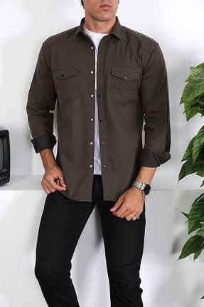 پیراهن خاکی مردانه اسلیم فیت ENZİM JEANS - کد 743564249
