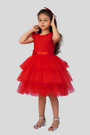 لباس قرمز بچه گانه بافتنی پلی استر رگولار آستین-کوتاه کد 743652776