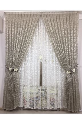 پرده زمینه قهوه ای پلی استر CEYLANLAR - کد 743768369