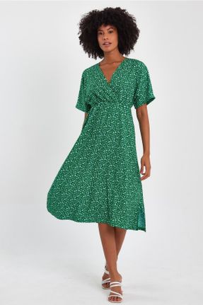 لباس سبز زنانه بافتنی مخلوط ویسکون آستین راگلان آستین-کوتاه کد 743699156