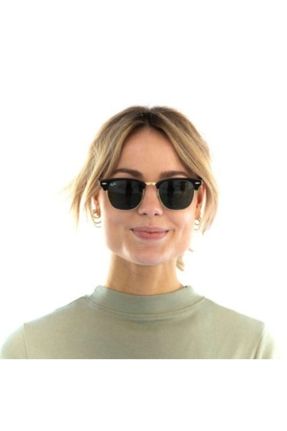عینک آفتابی مشکی زنانه 51 UV400 ترکیبی مات مستطیل کد 50753546
