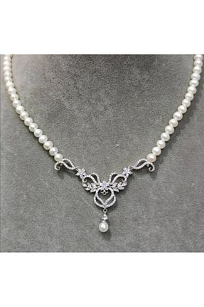 گردنبند مروارید طلائی نقره Aşina Gümüş - کد 744113081