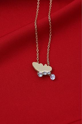 گردنبند جواهر طلائی زنانه برنجی TÜKKAN ACCESSORİES - کد 744170566