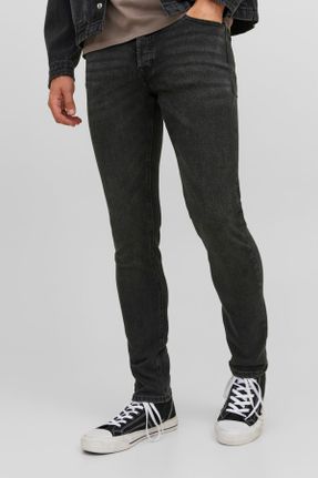 شلوار جین مشکی مردانه پاچه لوله ای فاق افتاده پنبه - پلی استر استاندارد کد 744620136