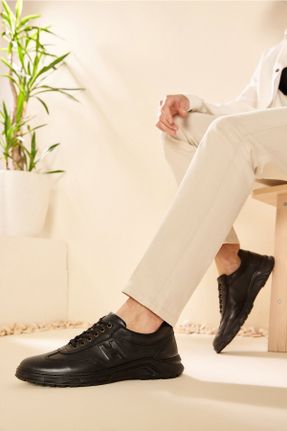 کفش کژوال مشکی مردانه چرم طبیعی پاشنه کوتاه ( 4 - 1 cm ) پاشنه ساده کد 367842453