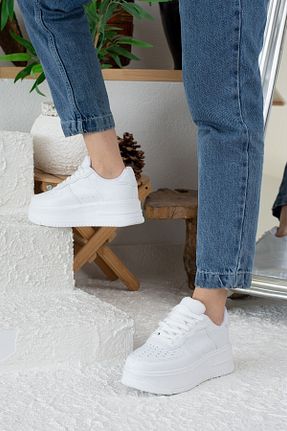 کفش اسنیکر سفید زنانه بند دار İmerShoes - کد 311993923
