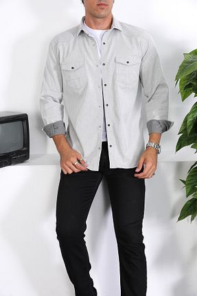 پیراهن طوسی مردانه Relaxed ENZİM JEANS - کد 743564139
