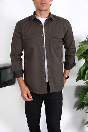 پیراهن خاکی مردانه اسلیم فیت ENZİM JEANS - کد 743564249