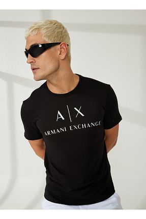 تیشرت مشکی مردانه یقه دوچرخه Armani Exchange - کد 743942319