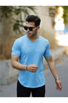 تی شرت آبی مردانه رگولار یقه گرد تکی بیسیک کد 744131364