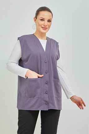 جلیقه طوسی زنانه رگولار Elçelya Moda - کد 744026796